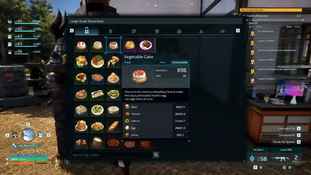 Vegetable Cake in Palworld used to produce two breeding eggs