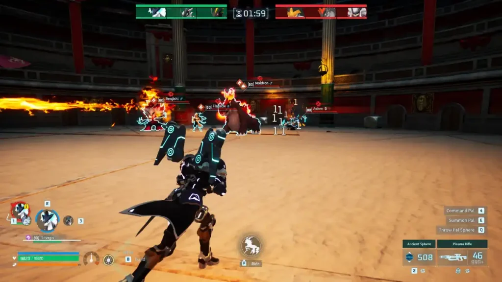Silvegis using its shield-focused Partner Skill in Palworld Arena