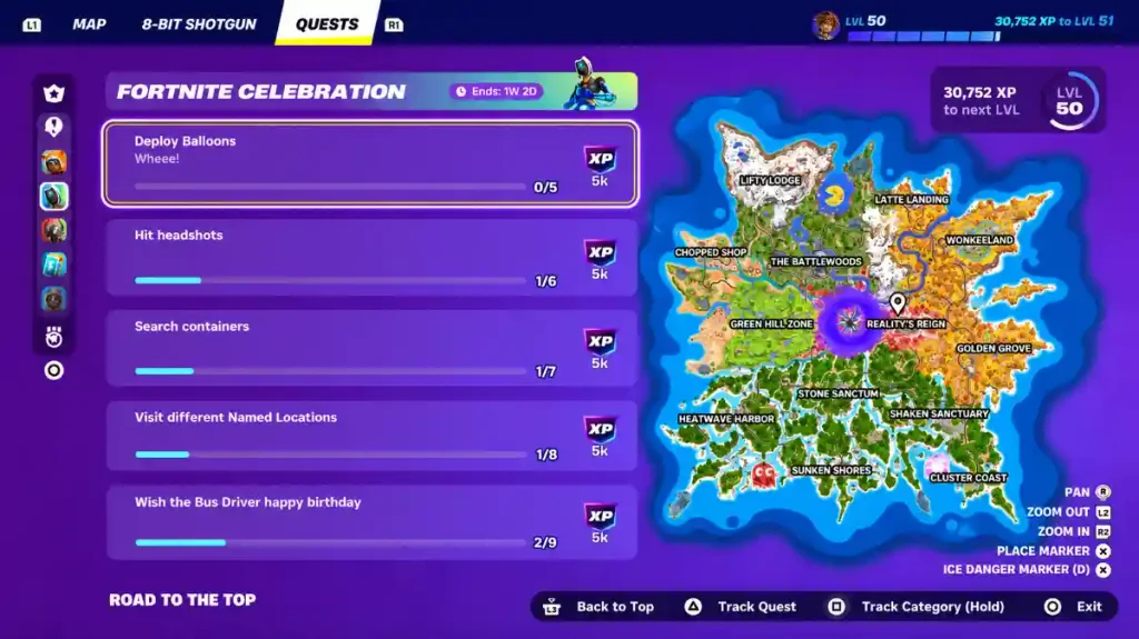 Fortnite Birthday Cake locations on the Fortnite OG map