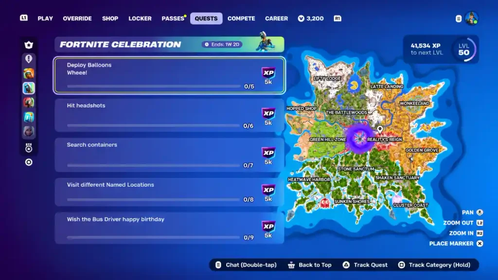  Fortnite Birthday Celebration event with Birthday Cake quest
