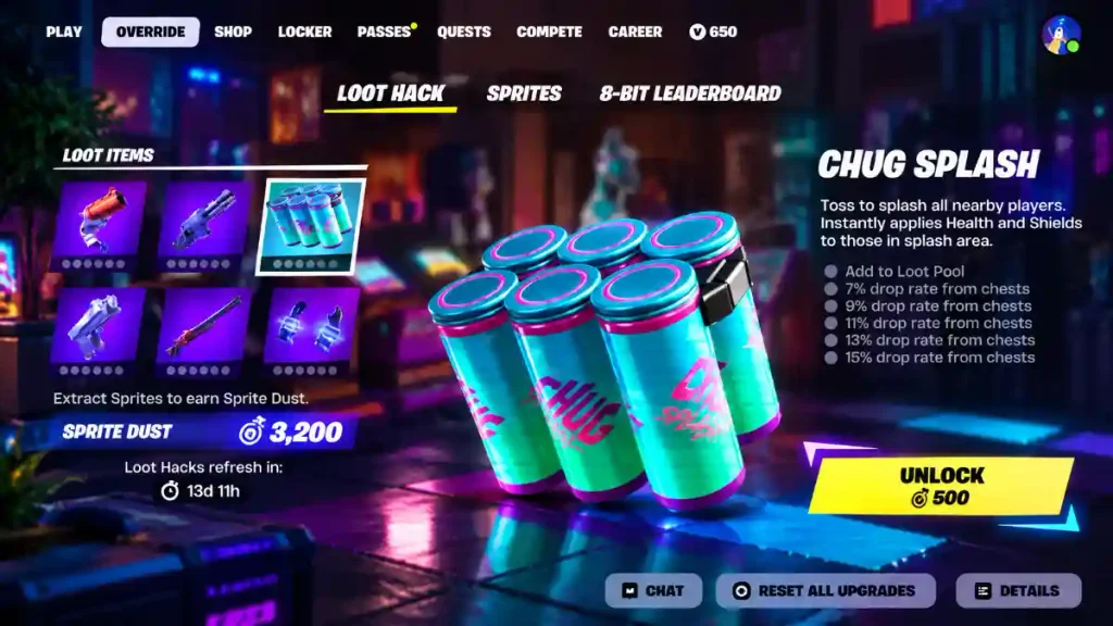 Sprite Dust cost for unlocking a Fortnite Loot Hack