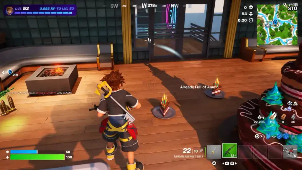Eating a Birthday Cake slice in Fortnite