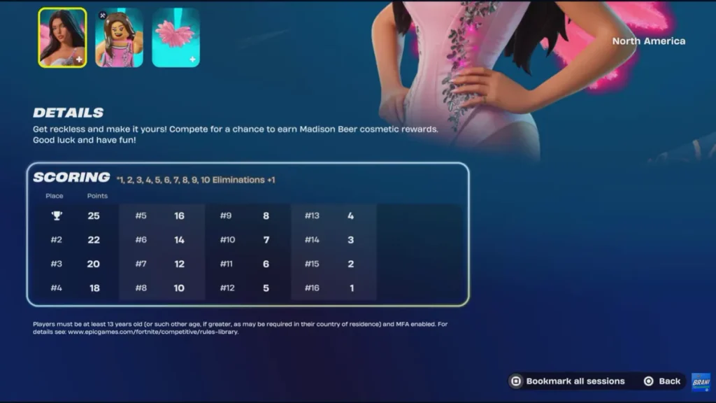 Madison Beer Icon Mobile Cup scoring system in Fortnite