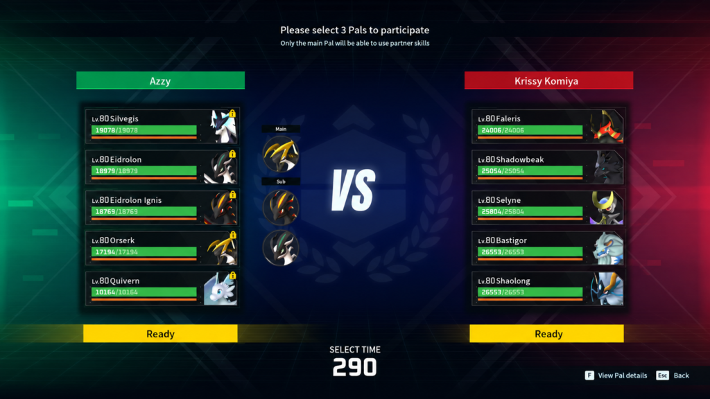 Palworld Arena rank screen showing Legend Rank progression.