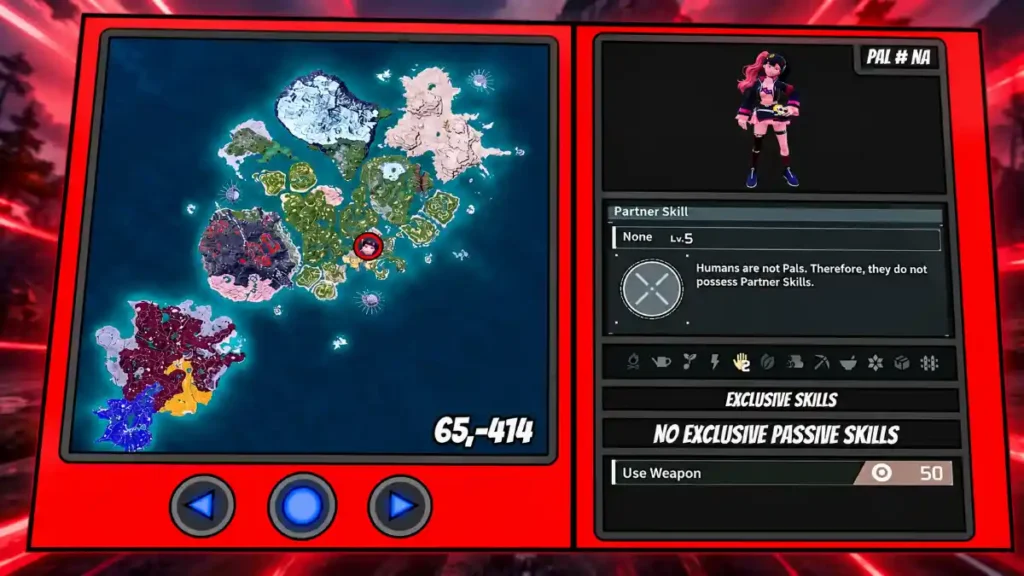 Palworld map showing Zoe’s Desolate Church location