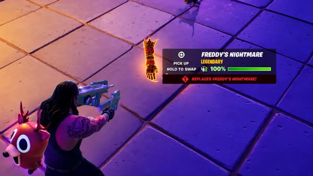 Fortnite Freddy’s Nightmare equipped with attack and Living Nightmare controls visible