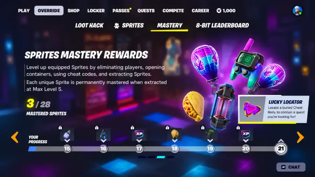 Free Lucky Locator reward notification in Fortnite.