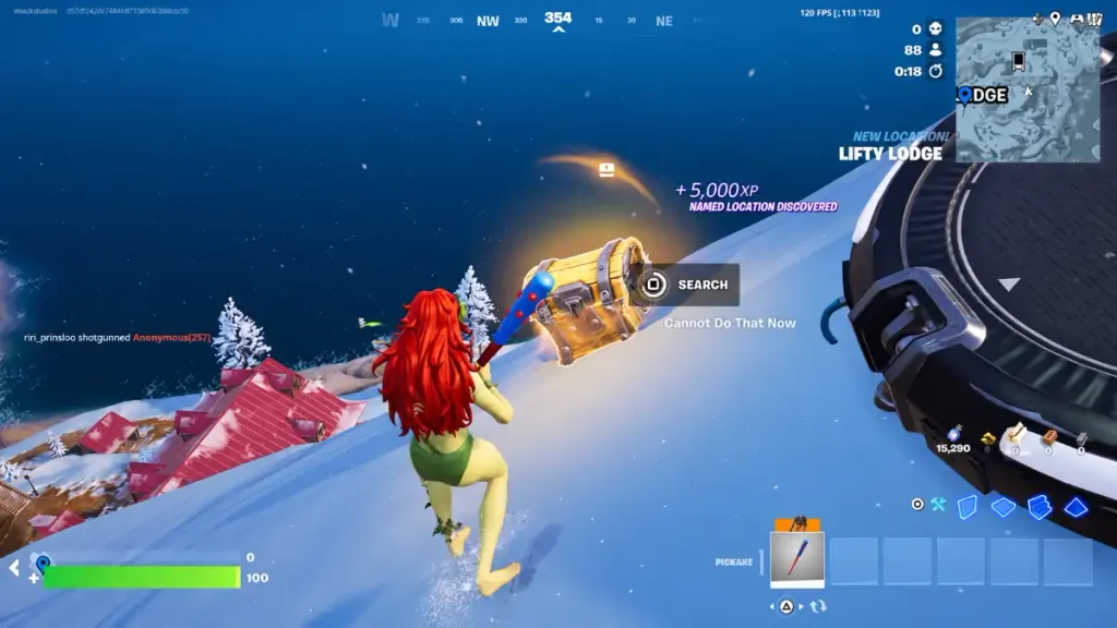 Fortnite Sprite inputter displaying an arrow sequence during a match