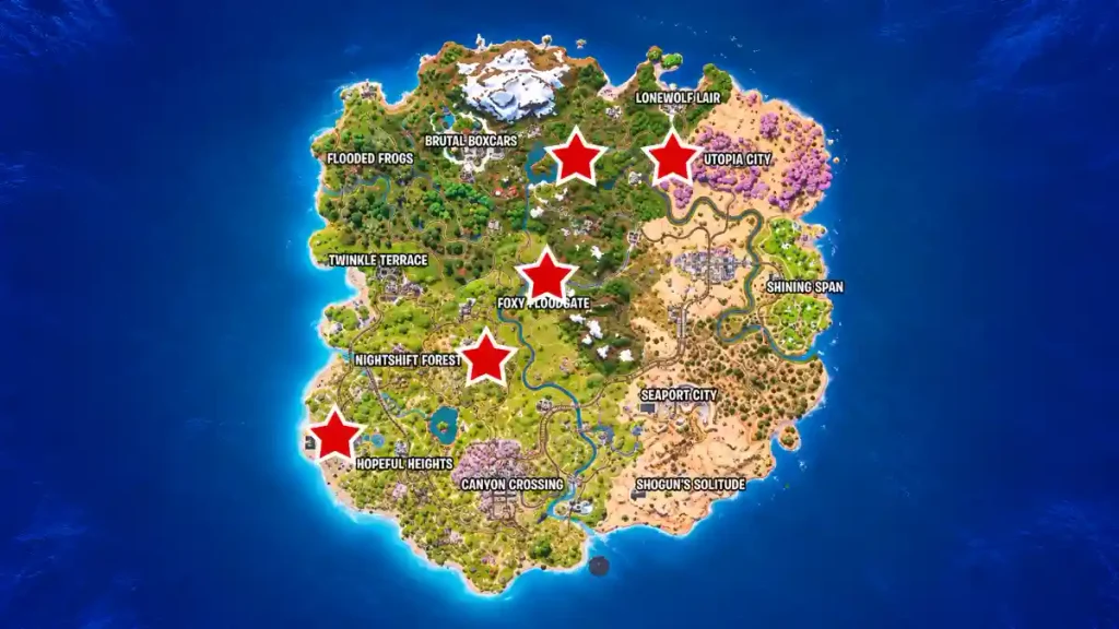 Nightmare Neighborhood location and Freddy Krueger boss marker on the Fortnite map