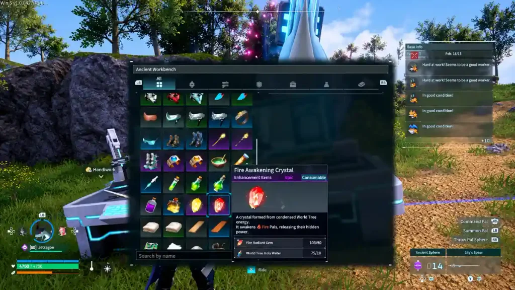 Radiant Gems collected while farming Pals in the World Tree