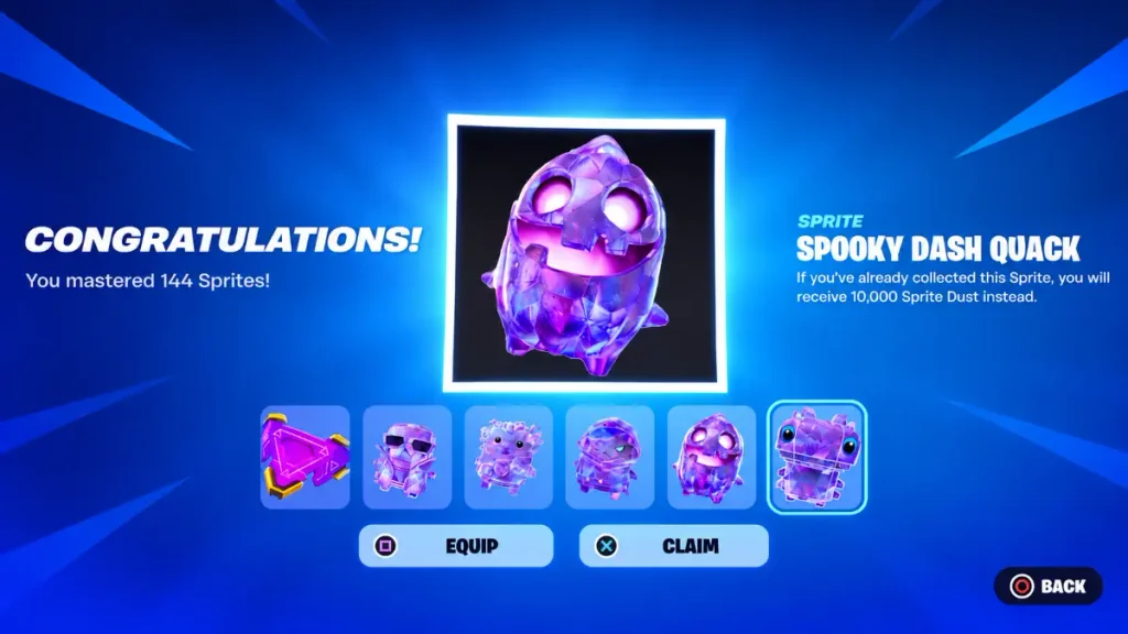 Spooky Dash Quack Sprite displayed in Fortnite