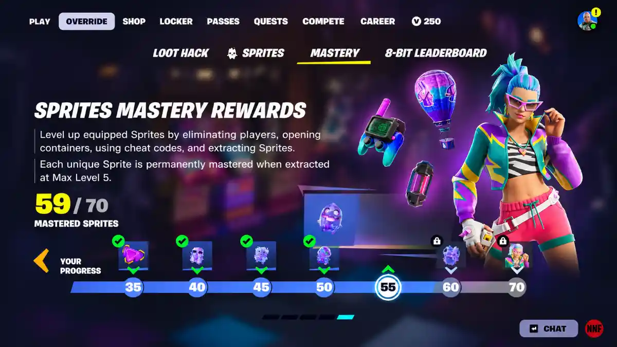 Quack Klombo reward requiring 60 mastered Sprites in Fortnite